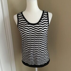 NWT Loft Sleeveless Black & White Striped Scoop Neck Knit Tank Top